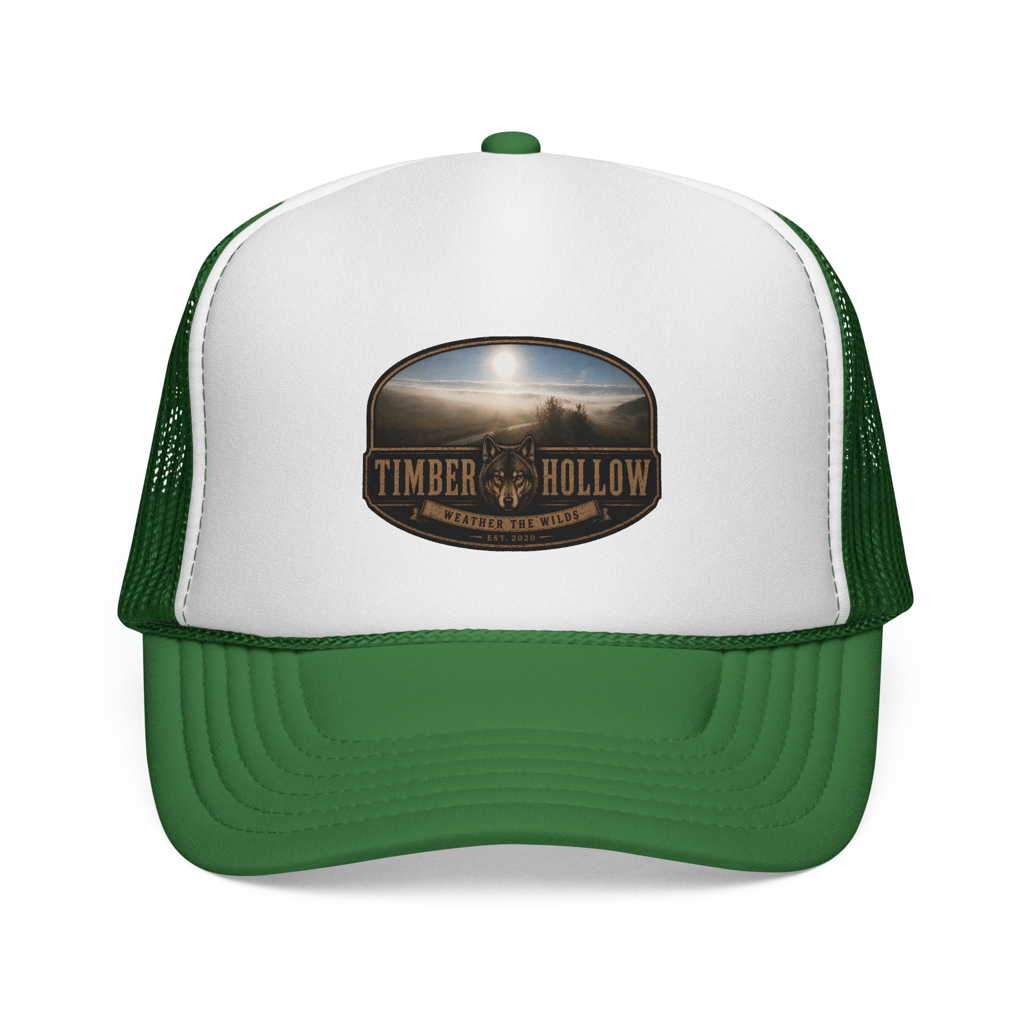 Timber Hollow Vintage Trucker Cap — Rustic Outdoor Logo Mesh Hat