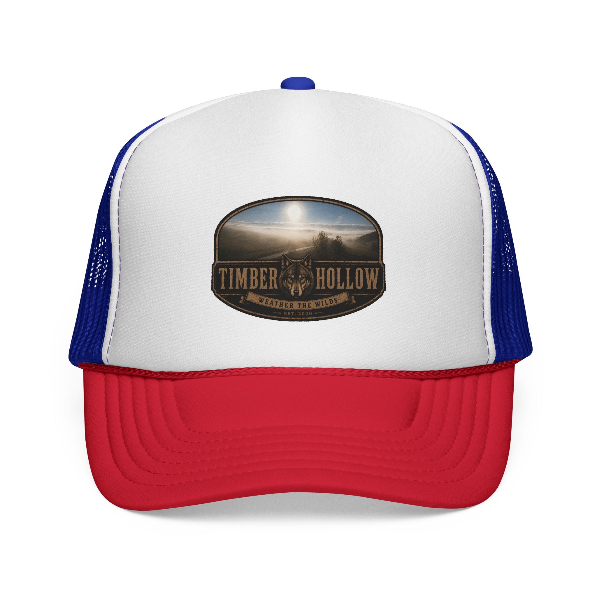 Timber Hollow Vintage Trucker Cap — Rustic Outdoor Logo Mesh Hat