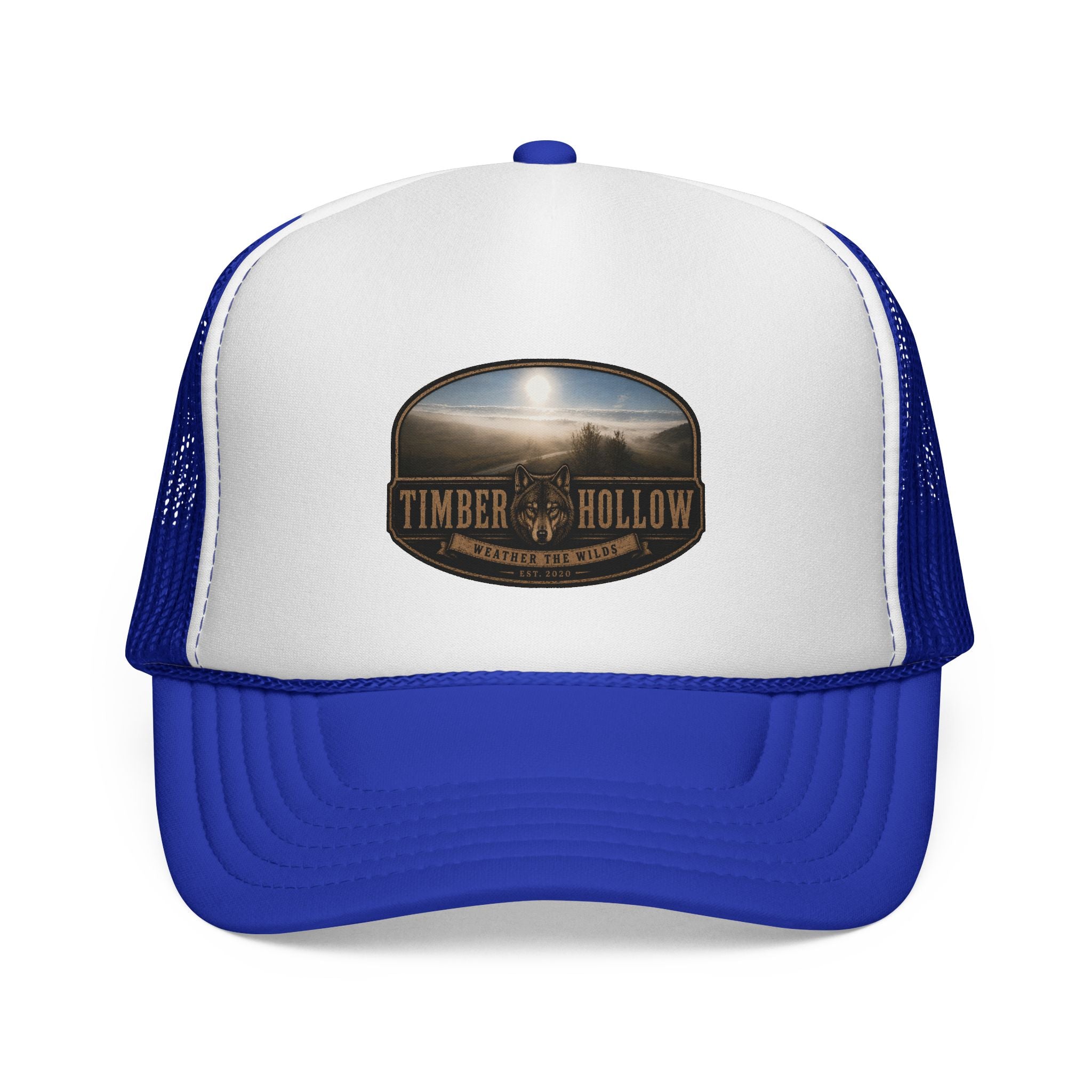 Timber Hollow Vintage Trucker Cap — Rustic Outdoor Logo Mesh Hat