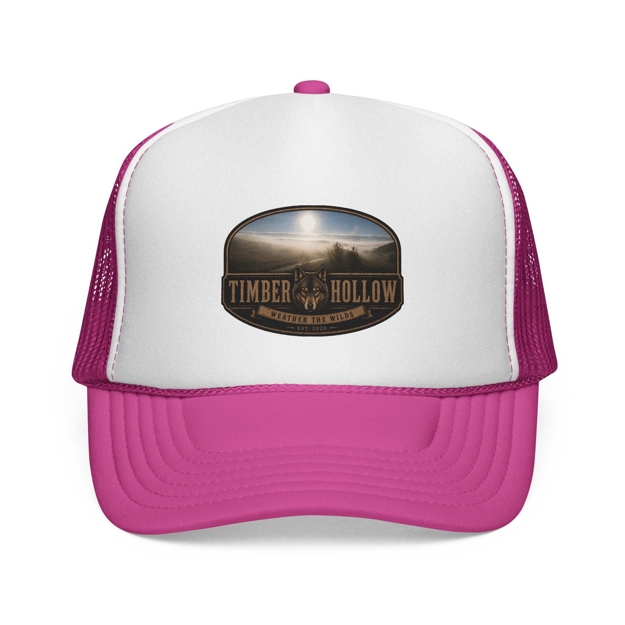 Timber Hollow Vintage Trucker Cap — Rustic Outdoor Logo Mesh Hat