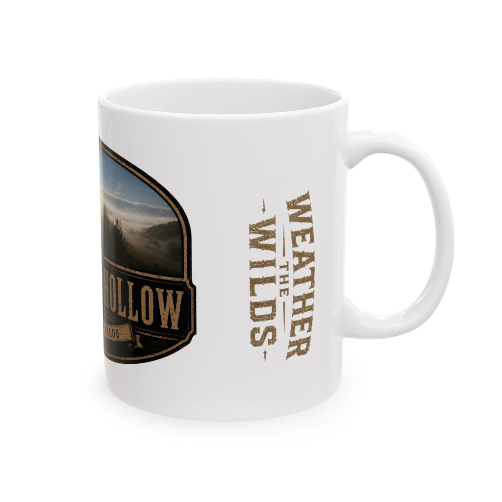 Rustic Wolf Cabin Mug — 'Timber Hollow' Scenic Ceramic Coffee Cup (11oz/15oz)